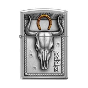 Zippo Lighter - Bull Skull & Horseshoe