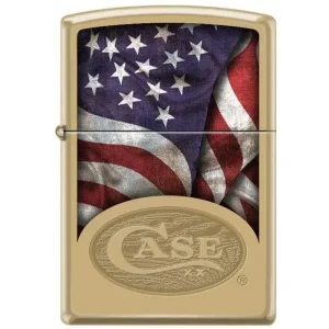 Zippo Lighter - Flag Case Logo Solid Brass