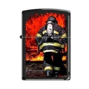 Zippo Lighter - Into the Flames Black Crackle